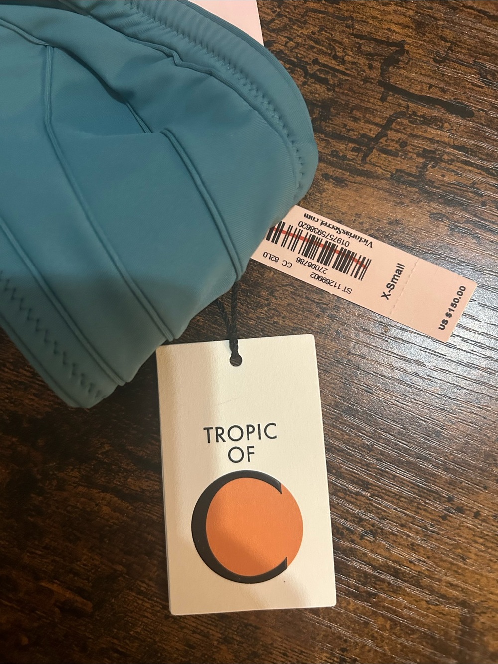 Victoria's Secret Teal Strapless Bandeau Swim Top X SMALL - Picture 2 of 3